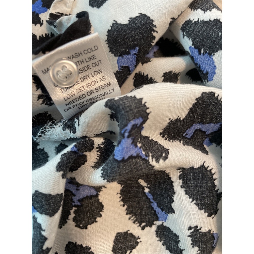 Grand & Greene Large Blue Leopard Print Rayon Top 3/4 Sleeve Boho Blouse - Picture 15 of 15